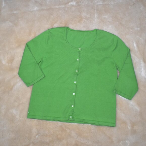 Lauren Ralph Lauren Glow Green Cardigan Sweater Size Large - Picture 2 of 8